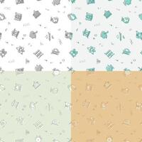 set of seamless patterns with doodle linear icons. Geography,globe,calculator,university,chemistry,bus,geometry. Ornament for decoration and printing on fabric. Design element. vector