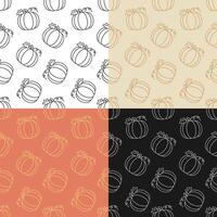 set of seamless patterns with Pumpkin fruit. Autumn harvesting. Autumn Halloween pumpkins. Ornament for decoration and printing on fabric. Design element. vector