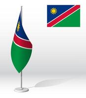 NAMIBIA flag on flagpole for registration of solemn event, meeting foreign guests. National independence day of NAMIBIA. Realistic 3D on white vector