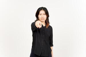 Angry and Pointing at you of Beautiful Asian Woman Isolated On White Background photo