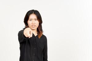 Angry and Pointing at you of Beautiful Asian Woman Isolated On White Background photo