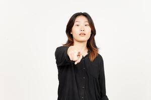 Pointing at you and angry of Beautiful Asian Woman Isolated On White Background photo