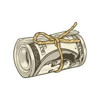 Rolled Bundle of Hundred Dollar Bills vector