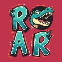 Playful Dinosaur Head with ROAR Text Design vector