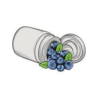 Blueberries and Leaves Pouring Out of a Container vector