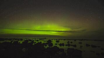 Green cosmic light view footage in Iceland video
