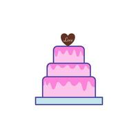 Strawberry cake isolated on white background. vector