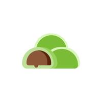 Green tea Mochi with chocolate sauce on white background. vector