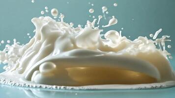 Milk splashes in a crown shape against a light backdrop, creating a captivating and dynamic visual video