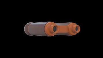 3D Stylized Binocular Rotating on a Transparent Background. Seamless Loop. 4K video