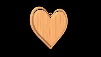 Heart Shape Keychain Rotating on a Transparent Background. Seamless Loop. 4K video