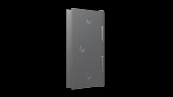 3D Door Hinge Rotating on a Transparent Background. Seamless Loop. 4K video
