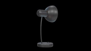 3D Metal Table Lamp Rotating on a Transparent Background. Seamless Loop. 4K video
