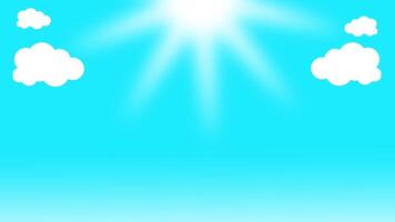Animation of cheerful blue sky filled with fluffy white clouds and bright sunlight, creating a joyful and inviting atmosphere for any project video