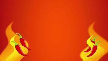 Animation of vibrant red background featuring flames and chili peppers, perfect for conveying heat and excitement in culinary designs video