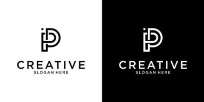 P or PP initial letter logo design vector