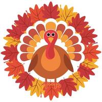 Festive Turkey Illustration with Autumn Vibes. vector
