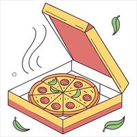 Pizza box with pepperoni slices in it vector