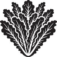 único lechuga hoja silueta en un prístino blanco antecedentes vector