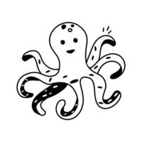 A playful octopus with swirling tentacles underwater vector