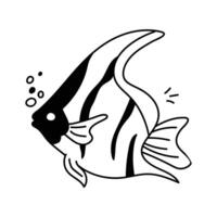 Grab this creatively designed hand drawn icon of tropical fish vector
