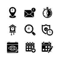 A set of creative icons related to time management, scheduling, and communication vector