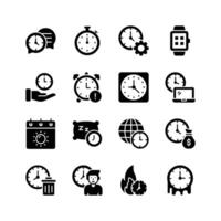 A set of unique icons depicting various time management and scheduling concepts vector
