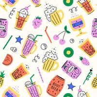 Retro Fizzy Drinks Seamless Pattern vector
