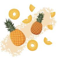 Detailed and Artistic Illustration of Pineapples and Slices with Rich Colors vector