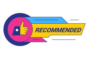 Recommended badge banner. Banner recommended with thumbs up. Advertising badges with like vector