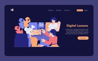 Tech Help Across Generations. Flat Illustration vector
