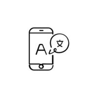 Translator on Phone Line Style Icon Design vector