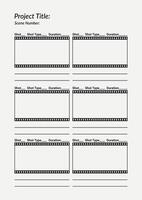 Professional film storyboard template. Perfect for Filmmakers, Designers and Animators. Movie storyboard layout, ideal for scene planning. A4 size template for filmmakers and designers vector