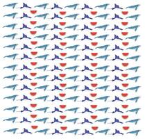 whale, stingray with fruit as a pattern background vector