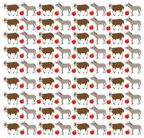 goat, donkey with fruit as a pattern background vector
