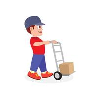 Smiling worker delivering boxes with care vector