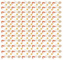 shrimp, shellfish with fruit as a pattern background vector