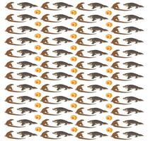 crocodile, komodo with fruit as a pattern background vector
