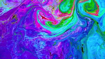 Abstract background with psychedelic painting in colorful vivid colors. Organic effect with fluid painting moving and sliding slowly. Swirls and spreading. video
