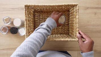 Efficiently Organizing Ingredients in a Neatly Styled Woven Basket video
