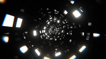 Black and White Neon Squares Floating in Tunnel Background VJ Loop in 4K video