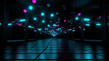 Cyan and Pink Boll Lamp Mirror Corridor Background VJ Loop in 4K video