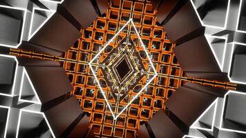 Orange and White Neon Rotated Rhombus Tunnel Background VJ Loop in 4K video