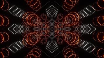 Orange and White Green Abstract Neon Shape Movements Background VJ Loop in 4K video