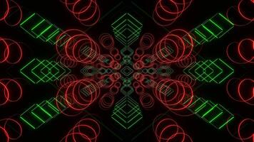 Red and Green Abstract Neon Shape Movements Background VJ Loop in 4K video