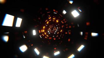 Orange and White Neon Squares Floating in Tunnel Background VJ Loop in 4K video