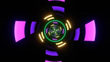 Purple and Yellow and Turquoise Abstract Spiral Light in Tunnel Background VJ Loop in 4K video