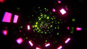 Light Green and Pink Neon Squares Floating in Tunnel Background VJ Loop in 4K video