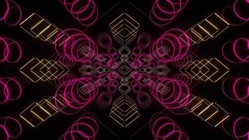 Pink and Yellow Abstract Neon Shape Movements Background VJ Loop in 4K video