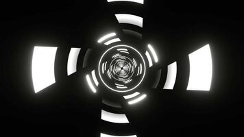 Preto e branco abstrato espiral luz dentro túnel fundo vj ciclo dentro 4k video